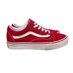 Vans old skool shoe red and white lace-up shoe